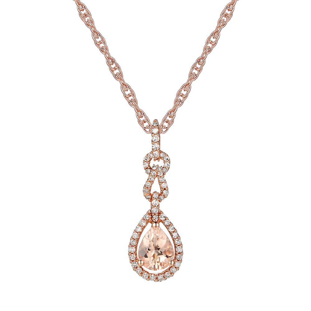 Morganite & 1/4 ct. tw. Diamond Pendant in 10K Rose Gold