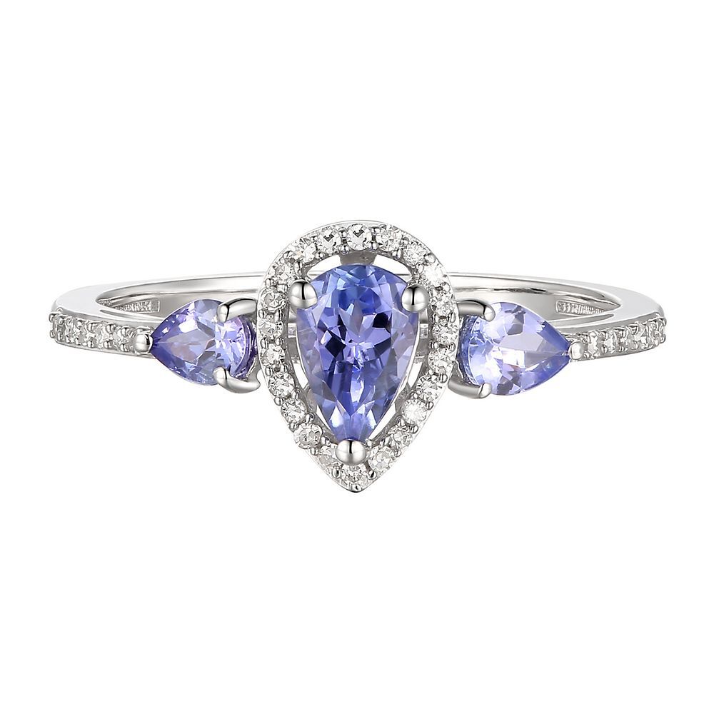 Tanzanite & 1/10 ct. tw. Diamond Ring in 10K White Gold
