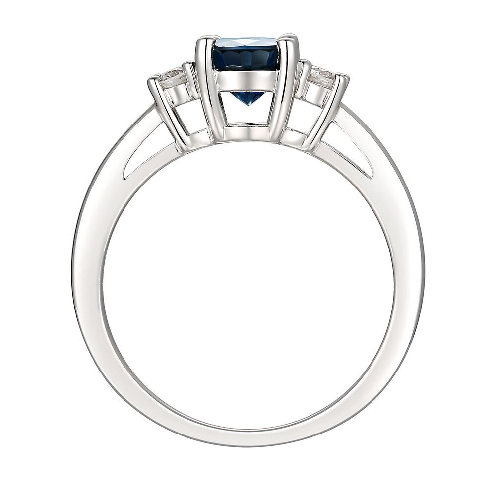 Sapphire & Diamond Ring in 14K White Gold (1/5 ct. tw.)