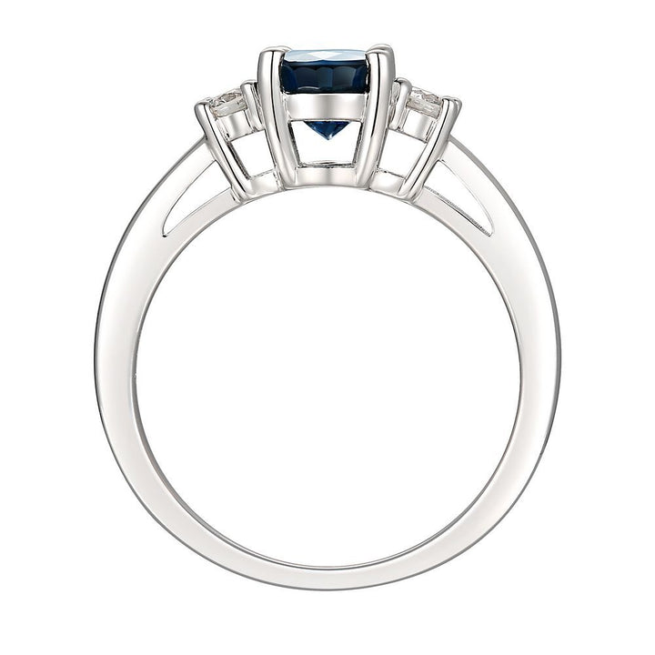 Sapphire & Diamond Ring in 14K White Gold (1/5 ct. tw.)