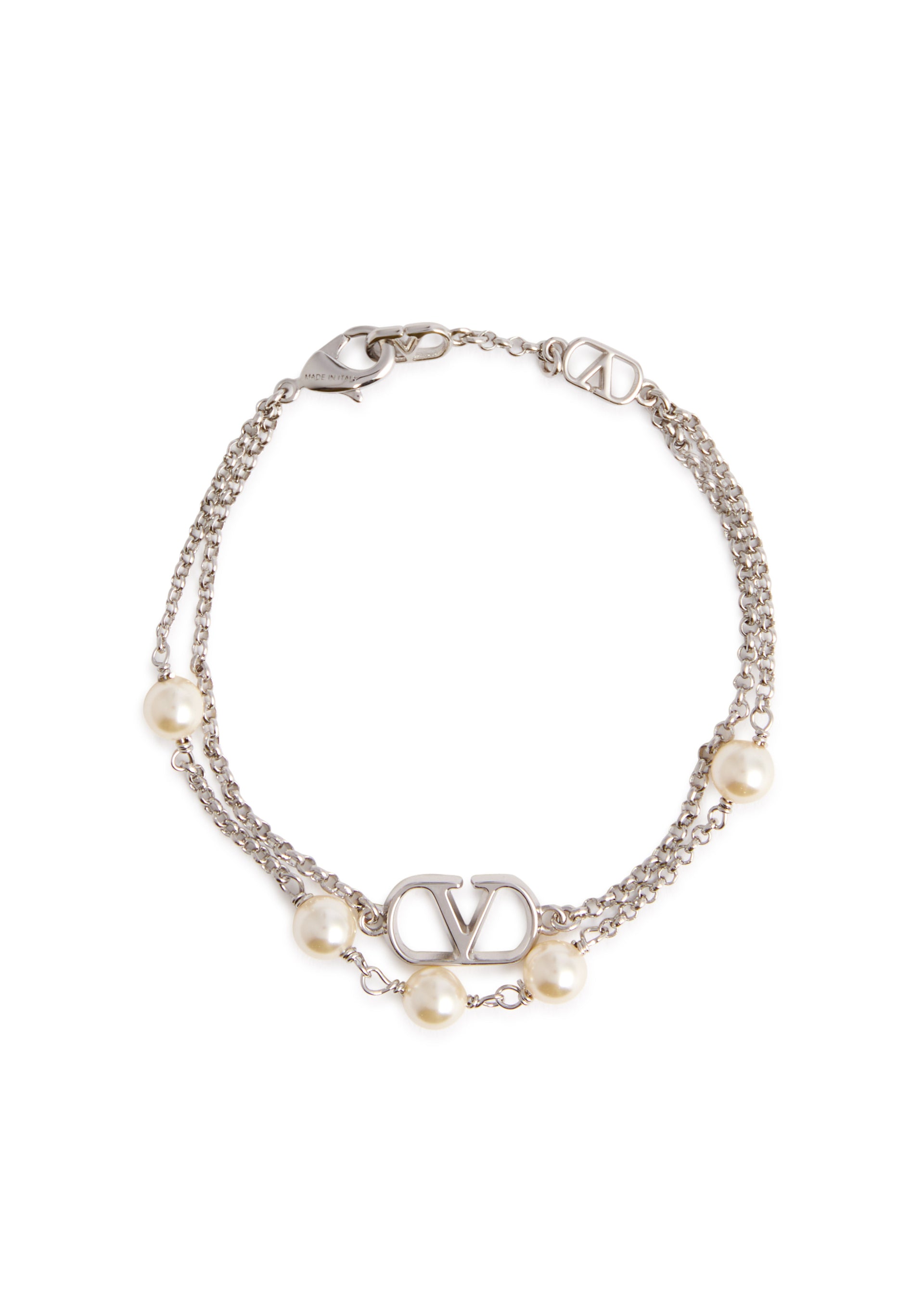 Vlogo pearl-embellished chain bracelet