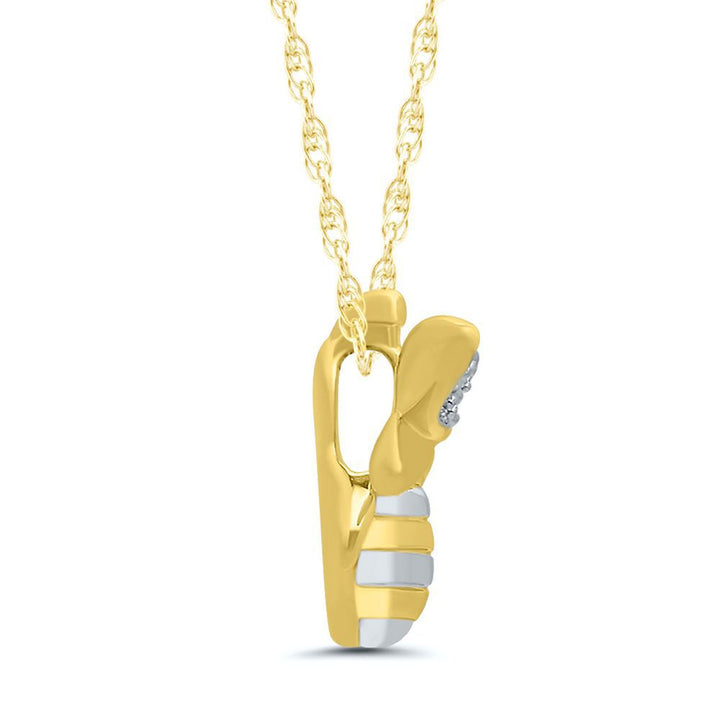 Diamond Honey Bee Pendant in 10K Yellow Gold