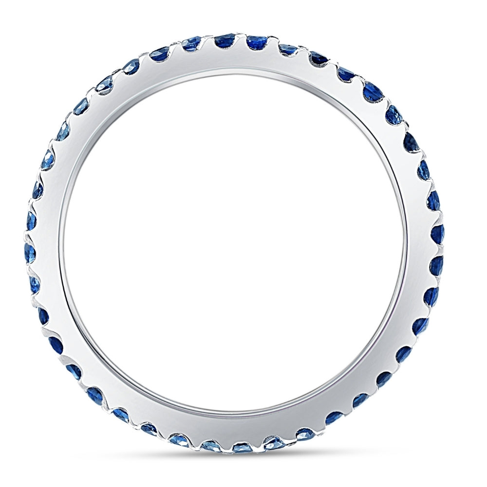 3/4 ct Blue Sapphire Stackable Ring Wedding Band 10k White Gold