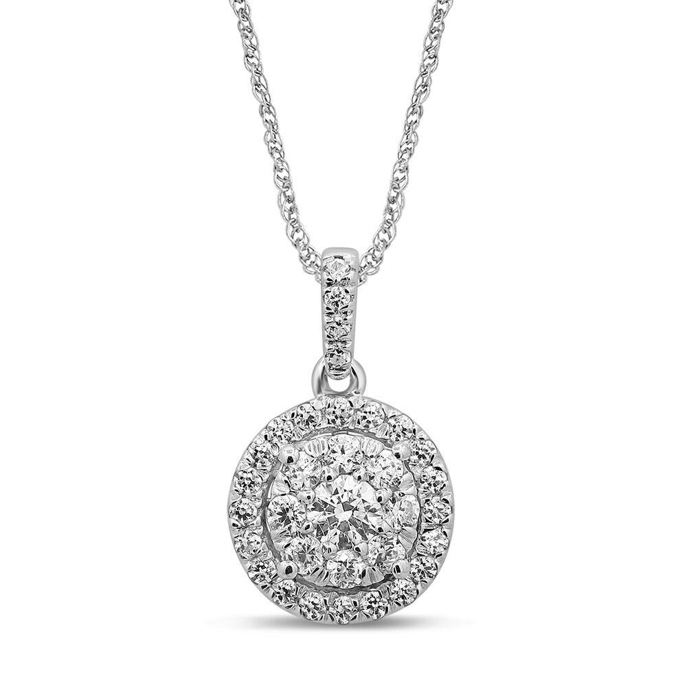 1/2 ct. tw. Diamond Halo Pendant in 10K White Gold
