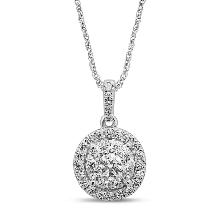 1/2 ct. tw. Diamond Halo Pendant in 10K White Gold