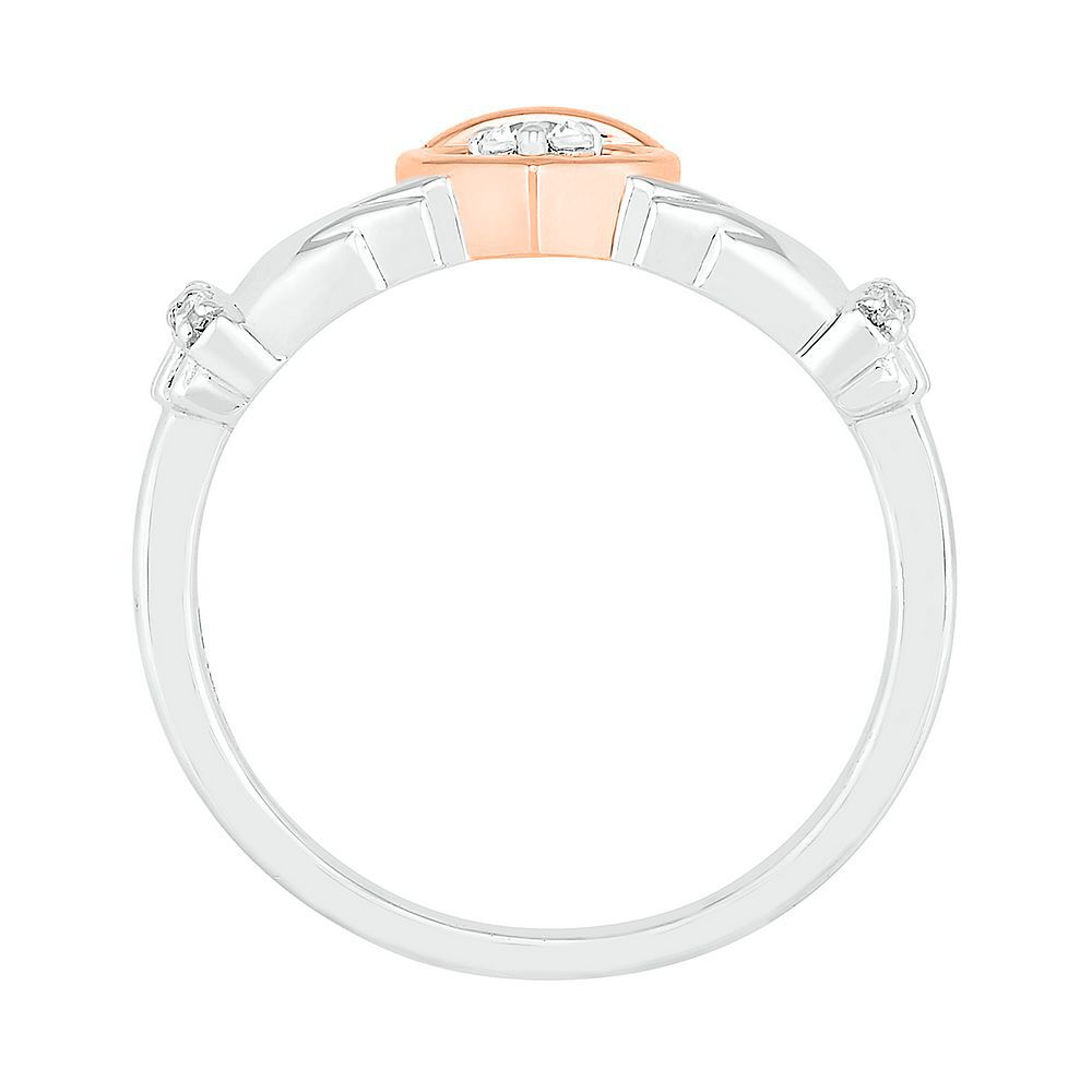Diamond Claddagh Ring in Sterling Silver & 10K Rose Gold