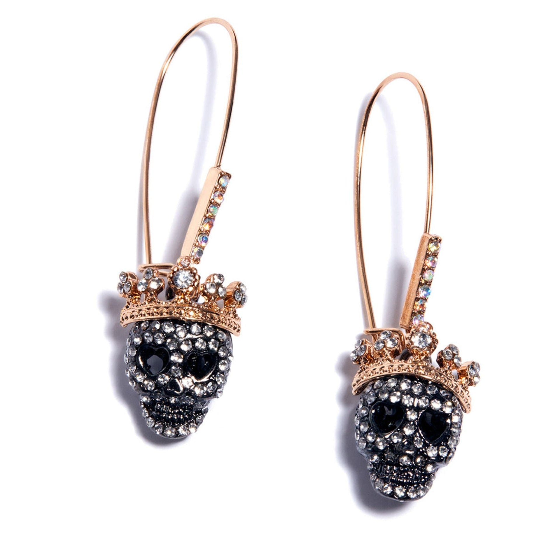 Betseys Crystal Pave Skull Hook Earrings Crystal