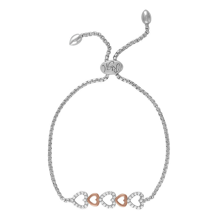 Lab-Created White Sapphire Heart Bolo Bracelet in Sterling Silver