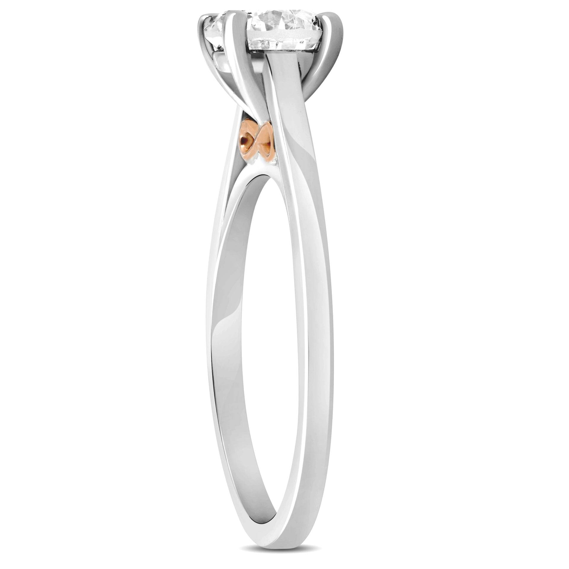 1ct Round Diamond Solitaire 14k Rose & White Gold Engagement Ring