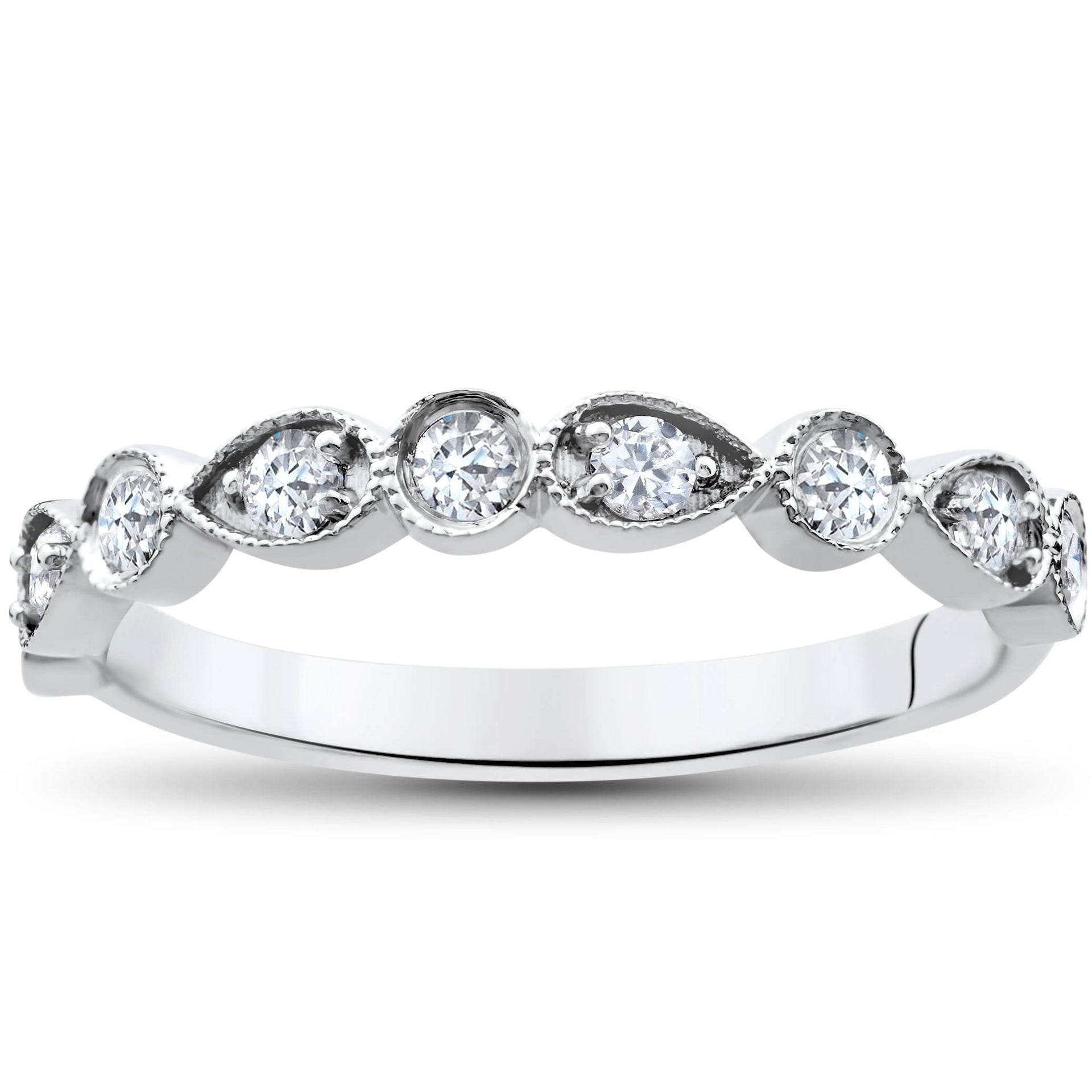 1/3Ct Stackable Diamond Wedding Ring 14K White Gold