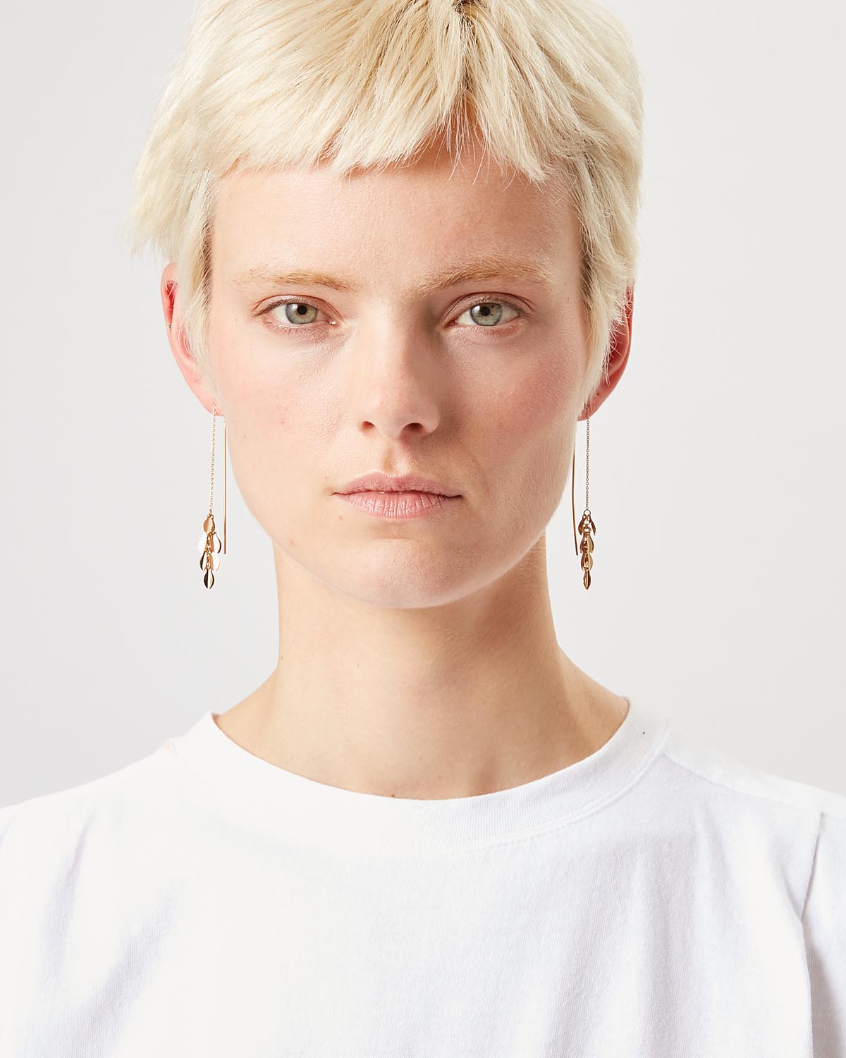 Metal Shiny Leaf Earrings