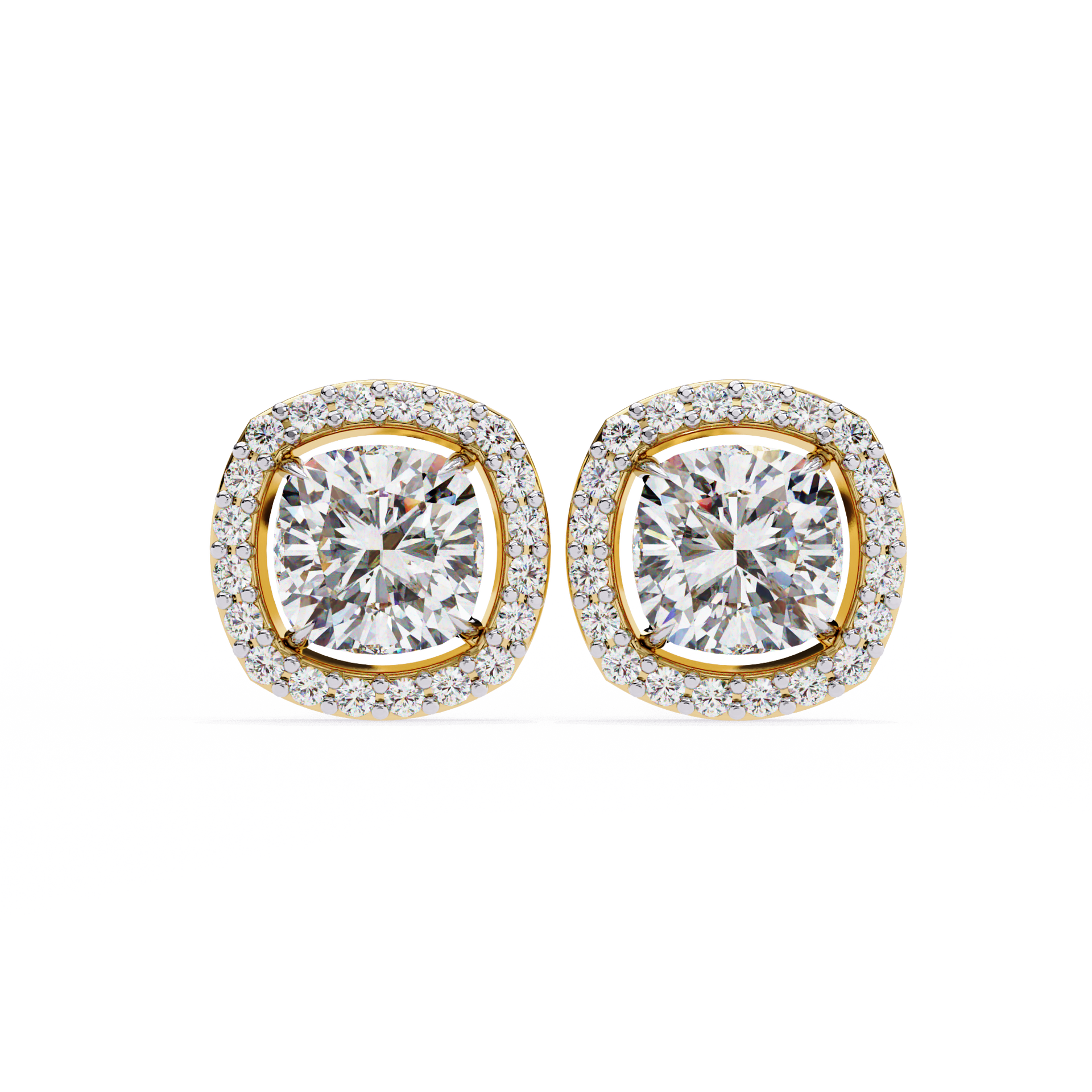Cushion-Cut Lab-grown Diamond Vintage Studs in 10K White Gold