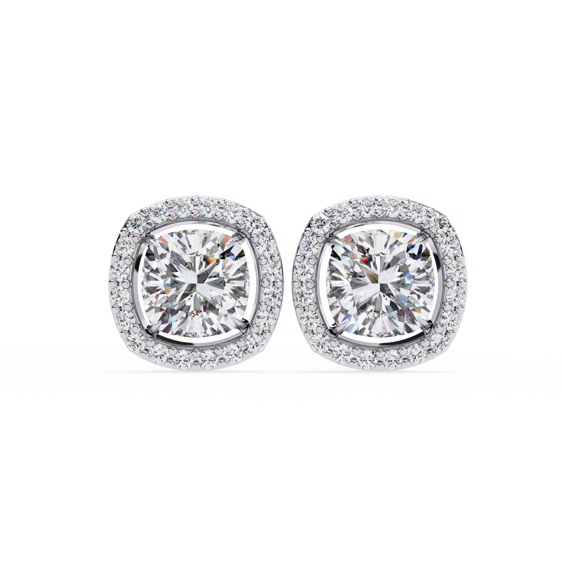 Cushion-Cut Lab-grown Diamond Vintage Studs in 10K White Gold