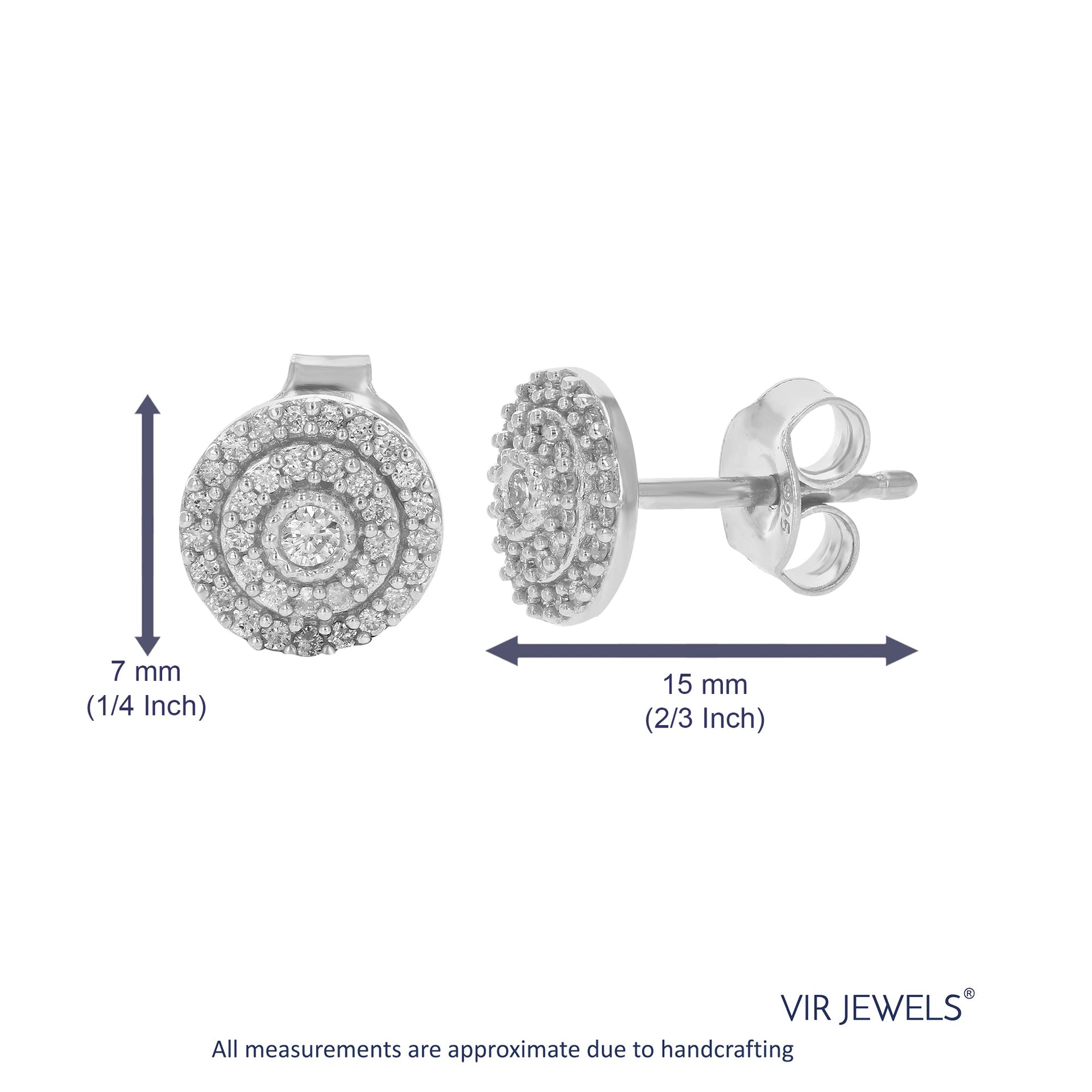 Lab Grown Diamond Stud Earrings 1/4 cttw Round Cut Prong Set .925 Sterling Silver