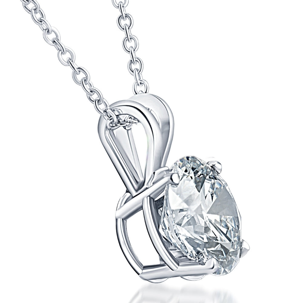2Ct Solitaire Round Diamond Necklace in 14k White Gold Lab Grown Pendant