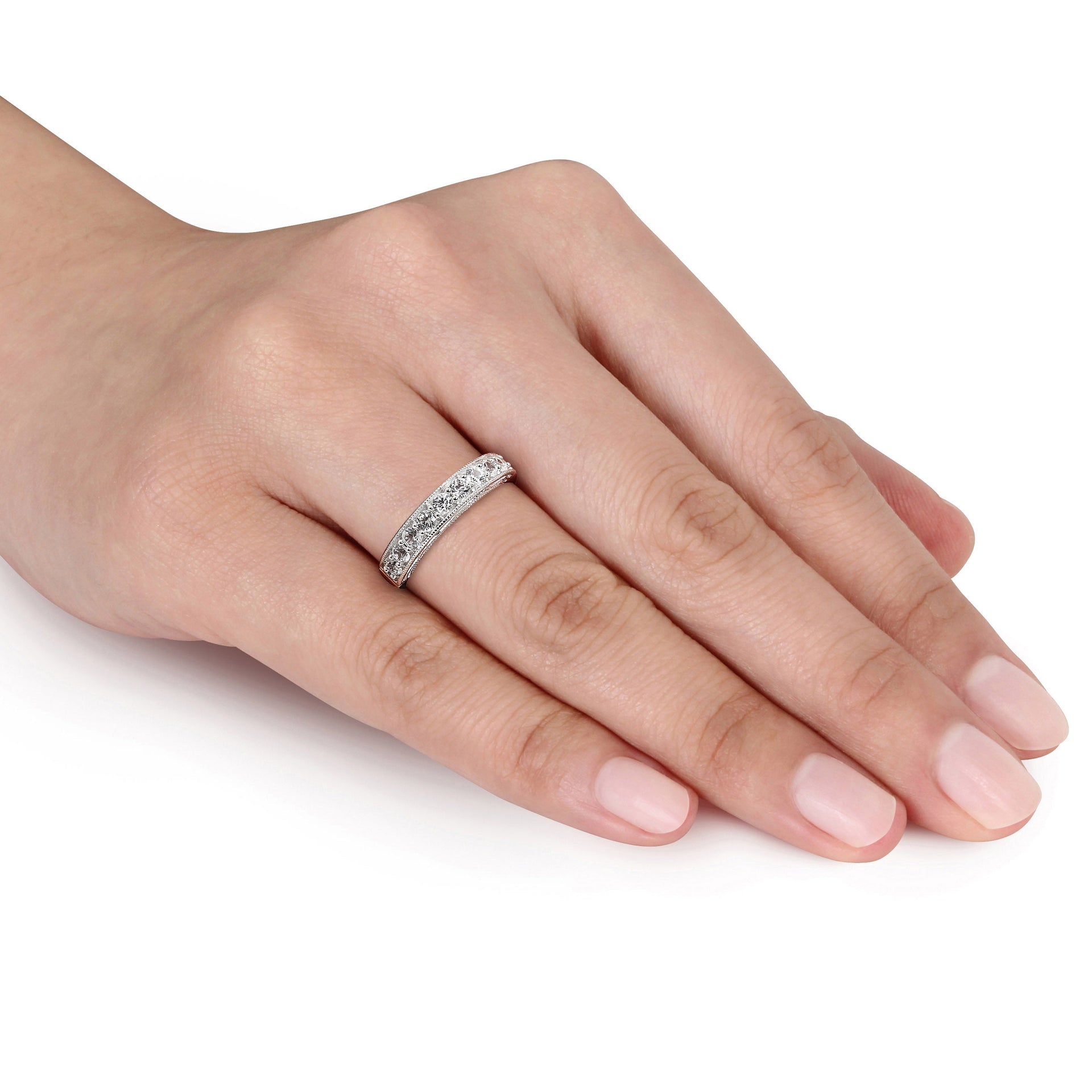 Mimi & Max 4/5ct TGW Created White Sapphire Anniversary Band in Sterling Silver