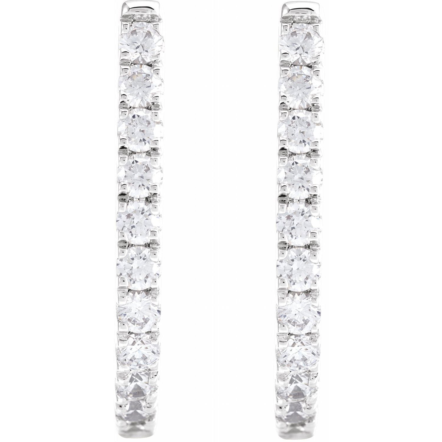 14K Gold 3/4ct Lab-grown Diamond Hoop Earrings Clarity SI Color G-H