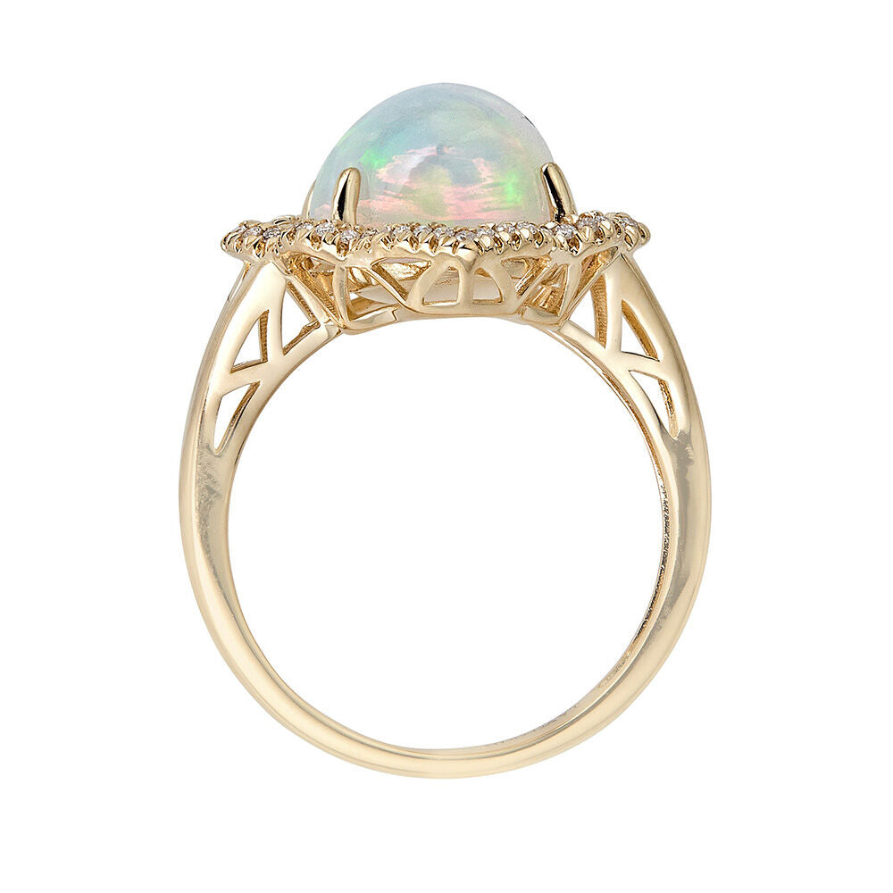 Opal & 1/7 ct. tw. Diamond Ring in 14K Yellow Gold