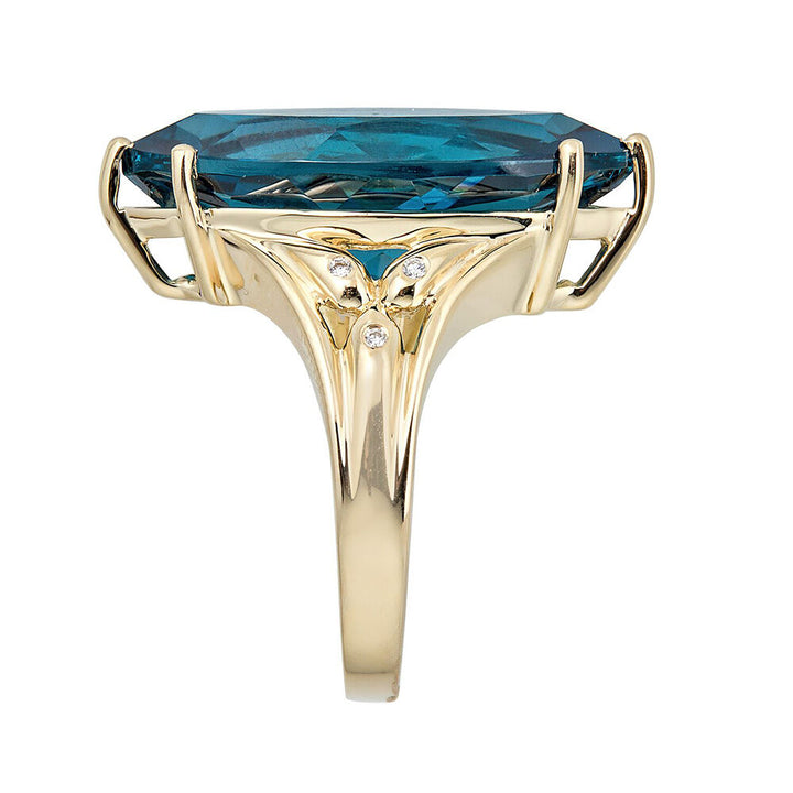 Blue Topaz & Diamond Ring in 10K Yellow Gold