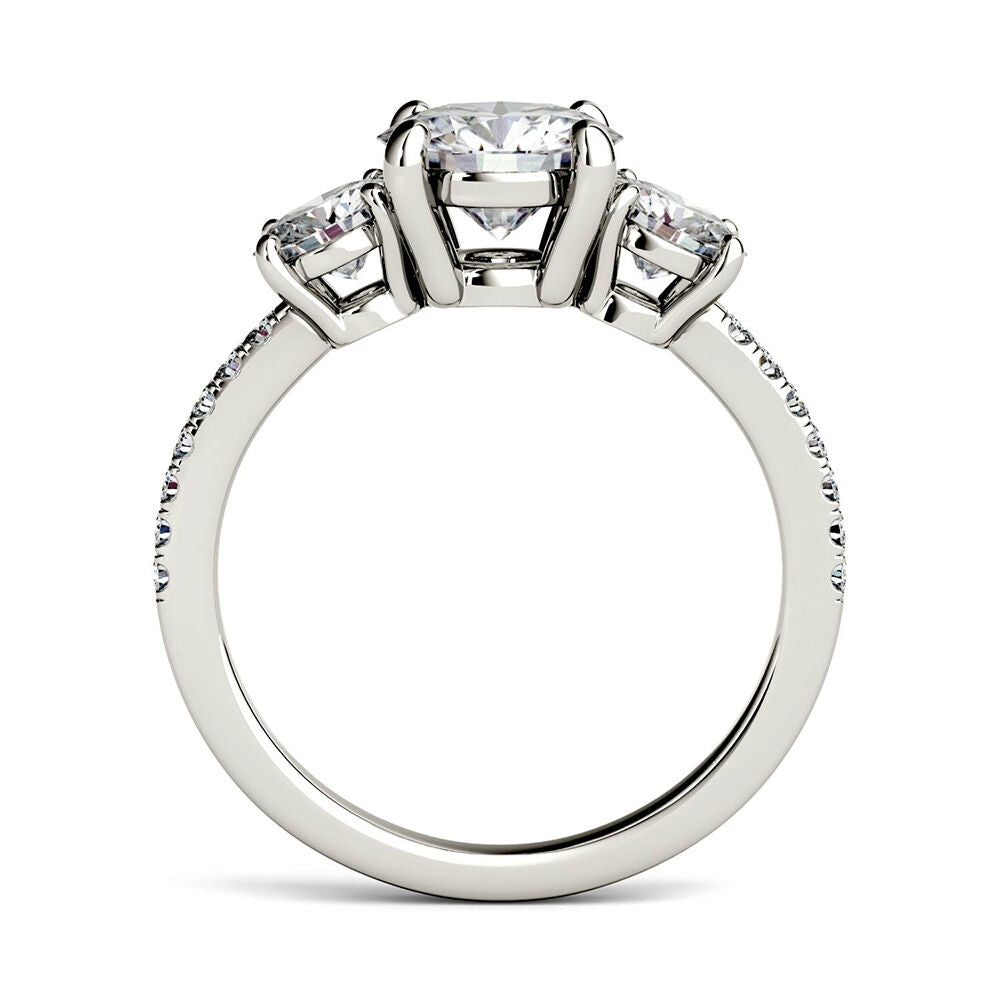 Moissanite Three-Stone Ring in 14K White Gold (2 1/7 ct. dew)
