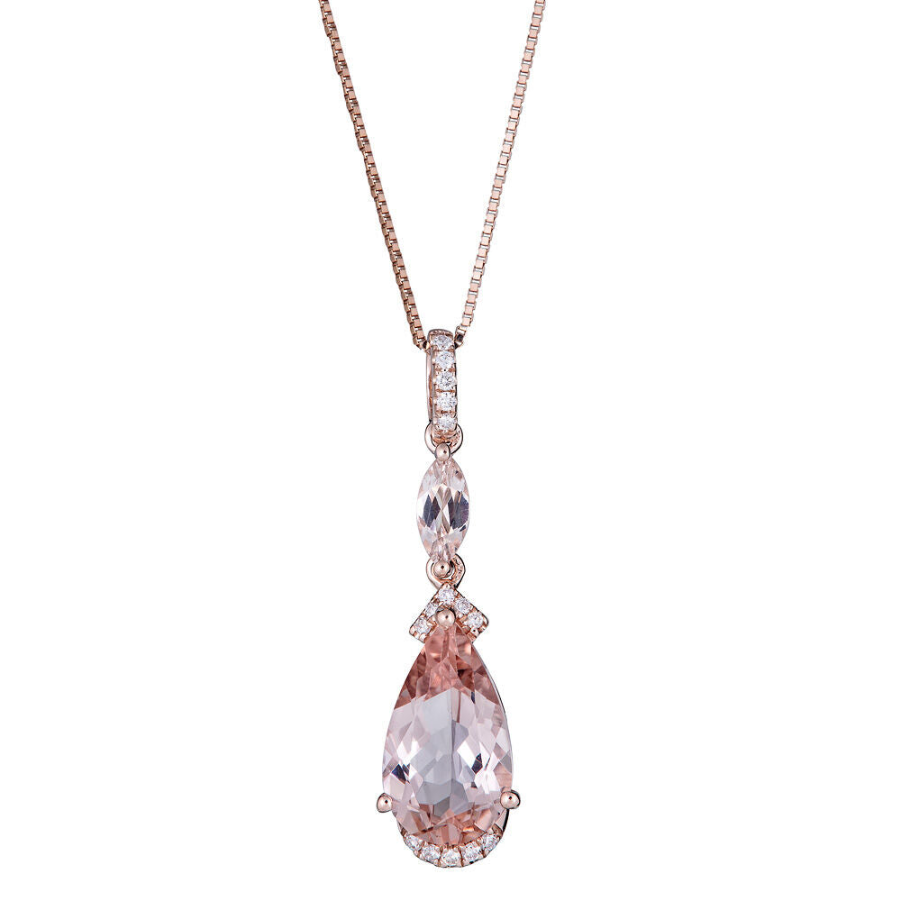 Morganite & Diamond Pendant in 10K Rose Gold