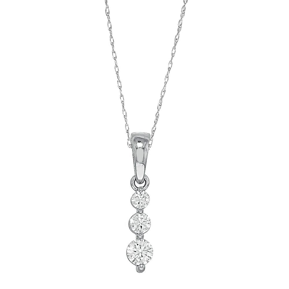 1/4 ct. tw. Diamond Three-Stone Pendant in 10K White Gold