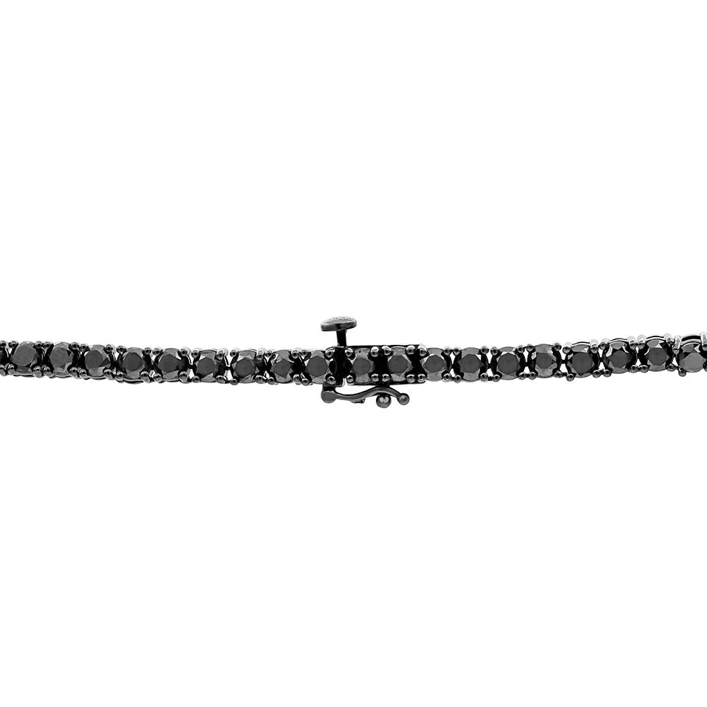 Black Diamond Necklace in Sterling Silver, 22"