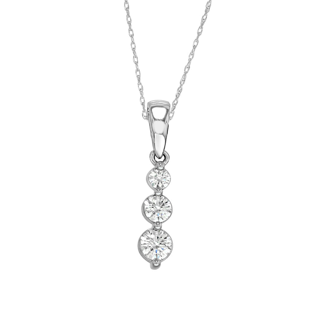 1/2 ct. tw. Diamond Three-Stone Pendant in 10K White Gold