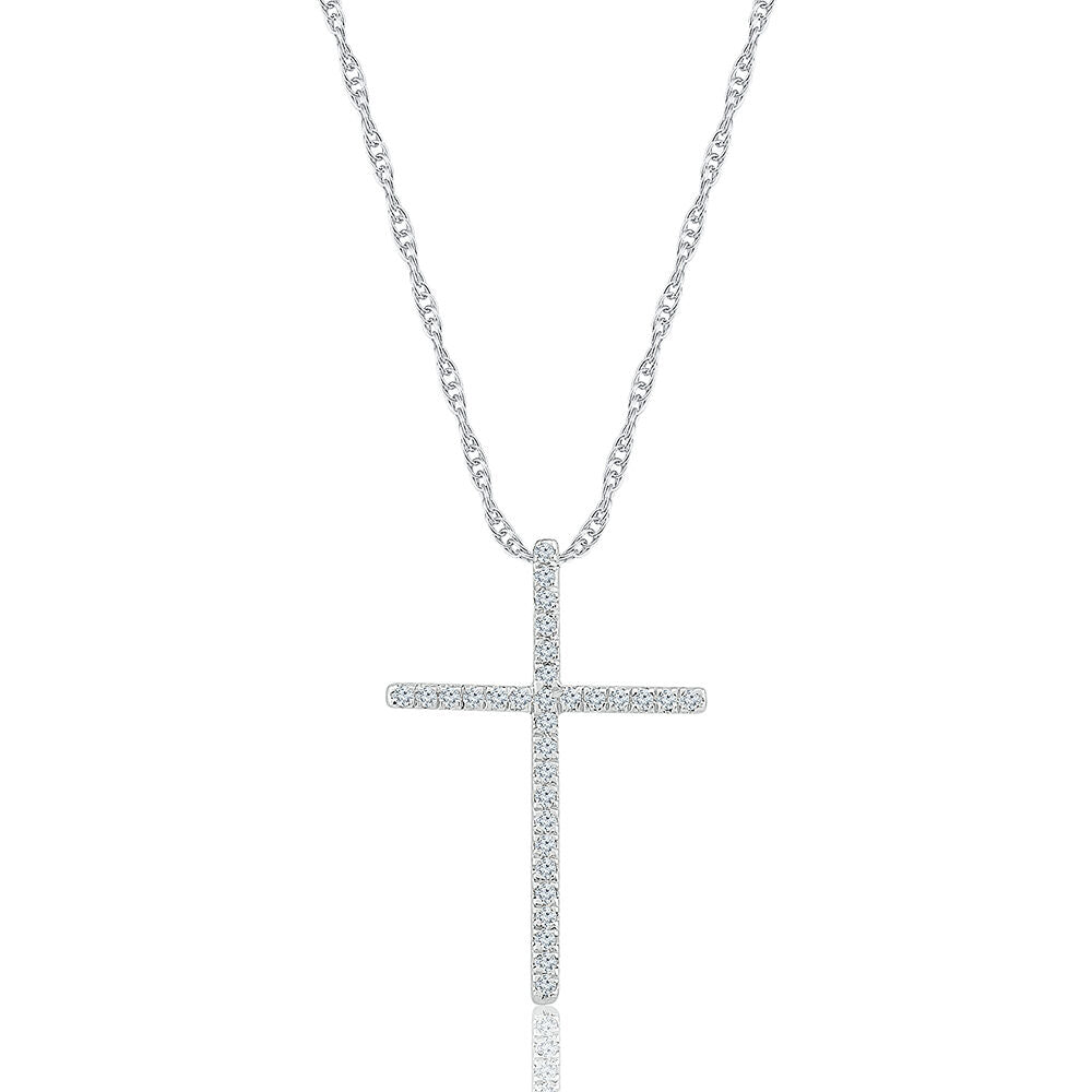 1/8 ct. tw. Diamond Cross Pendant in 10K White Gold
