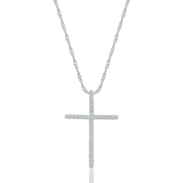1/8 ct. tw. Diamond Cross Pendant in 10K White Gold