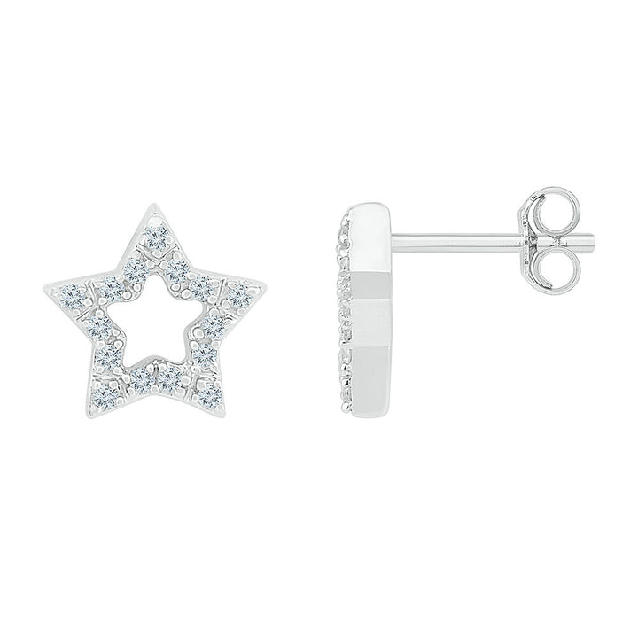 Diamond Open Star Stud Earrings in Sterling Silver (1/7 ct. tw.)