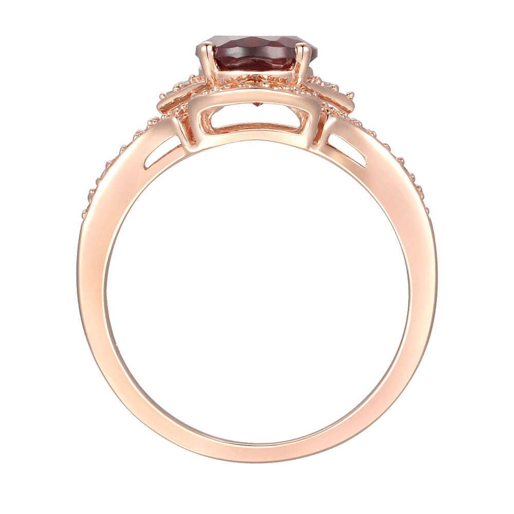 Garnet & 1/4 ct. tw. Diamond Ring in 10K Rose Gold