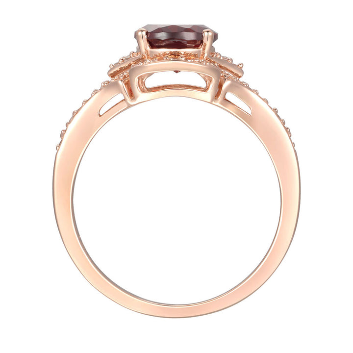 Garnet & 1/4 ct. tw. Diamond Ring in 10K Rose Gold