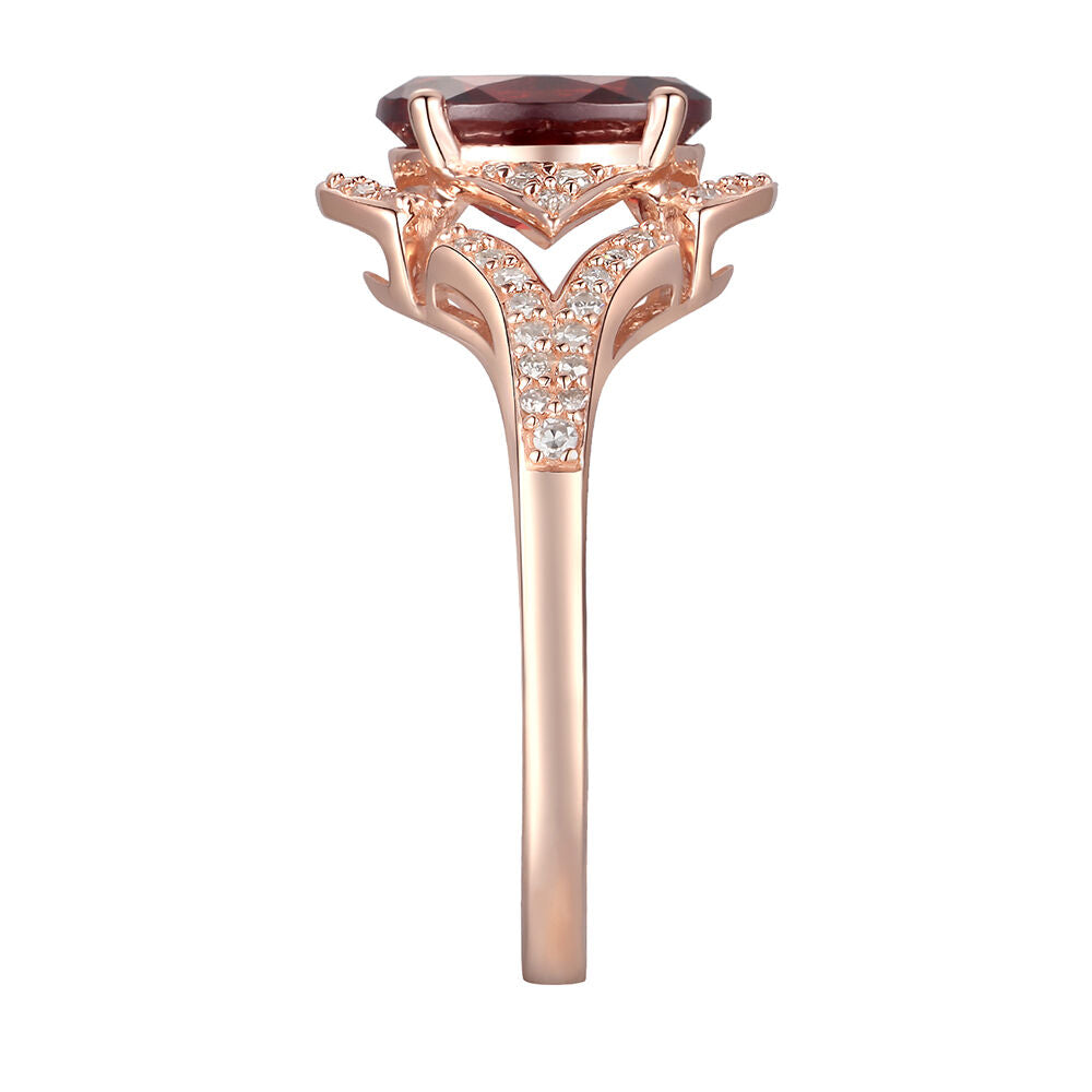 Garnet & 1/4 ct. tw. Diamond Ring in 10K Rose Gold