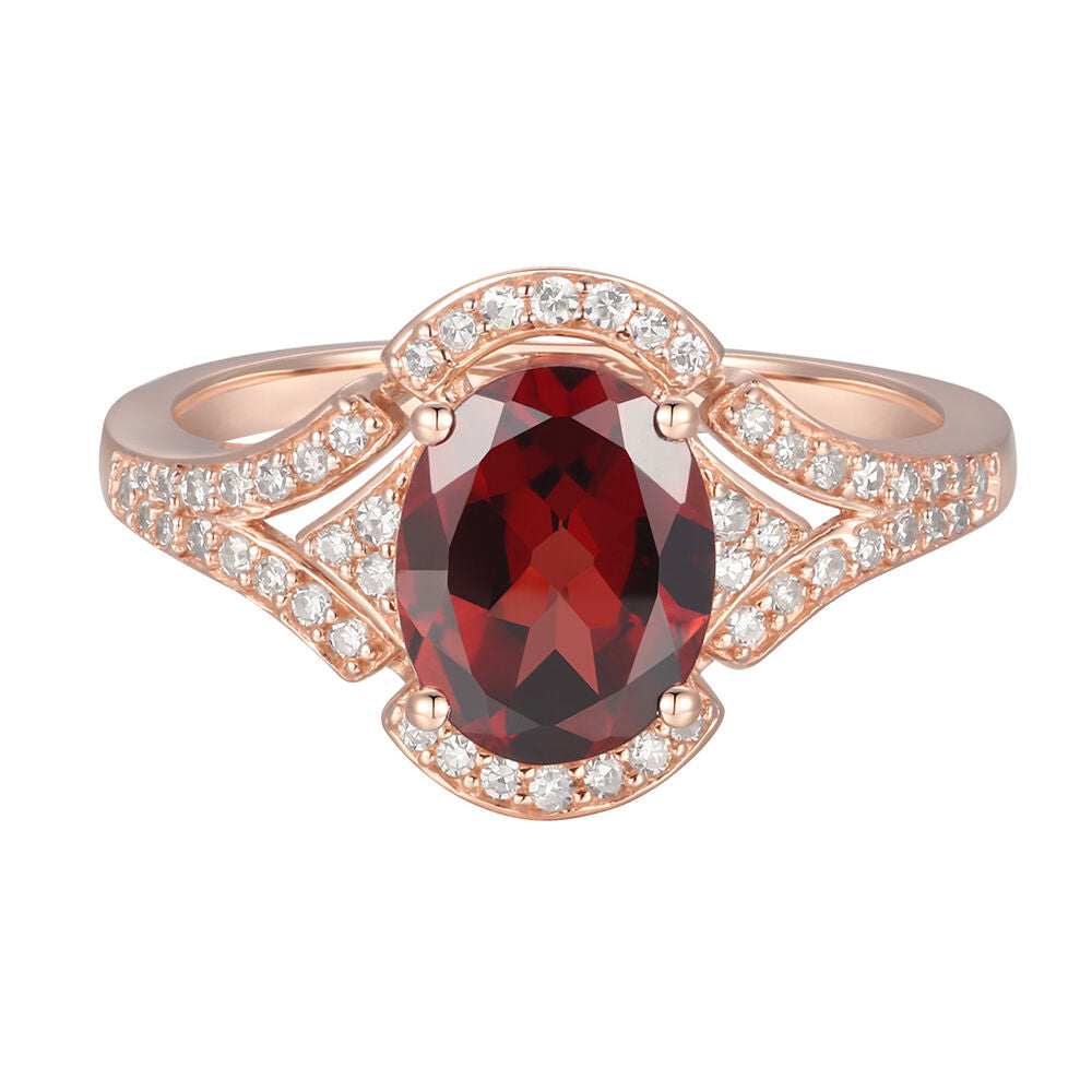 Garnet & 1/4 ct. tw. Diamond Ring in 10K Rose Gold