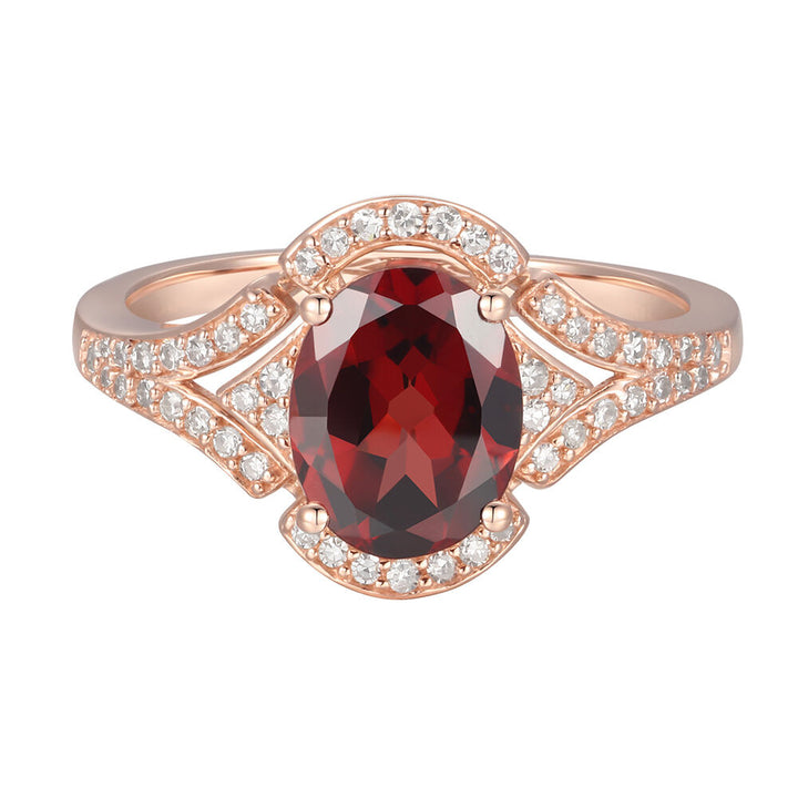 Garnet & 1/4 ct. tw. Diamond Ring in 10K Rose Gold