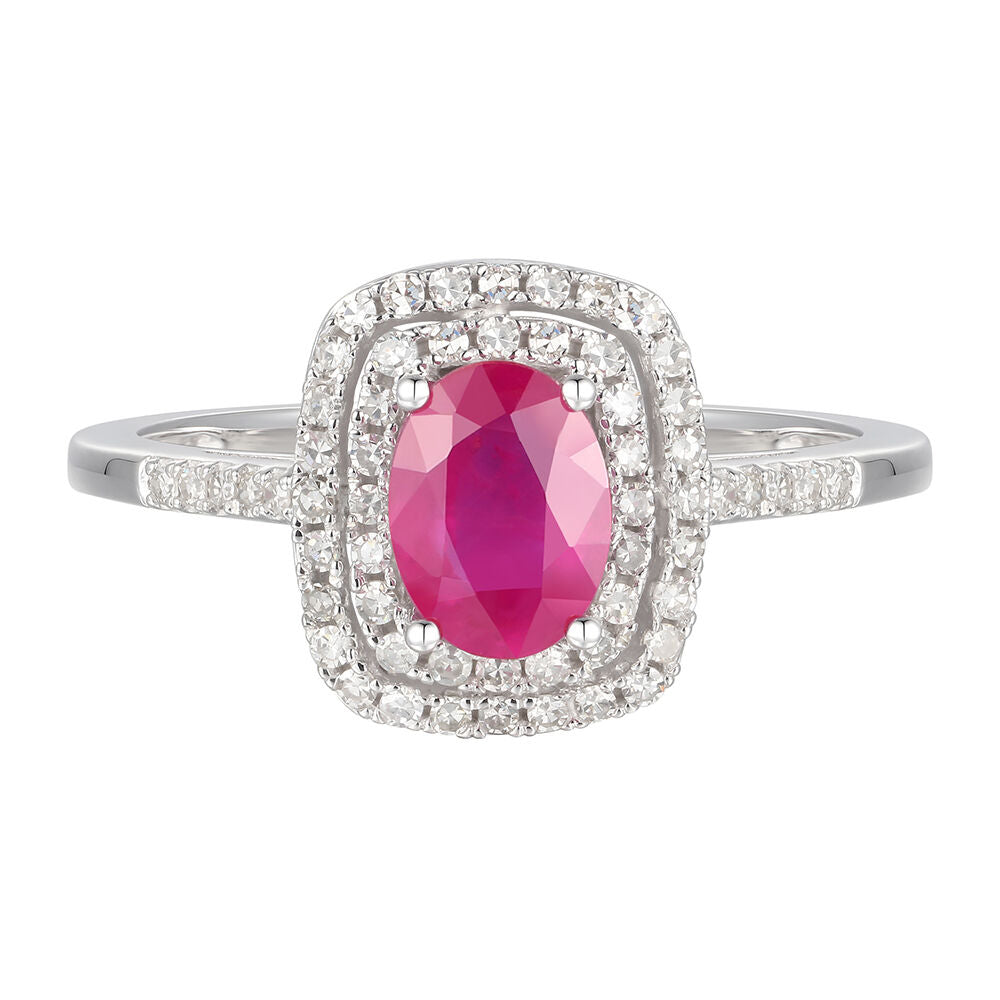 Ruby & 1/4 ct. tw. Diamond Ring in 10K White Gold