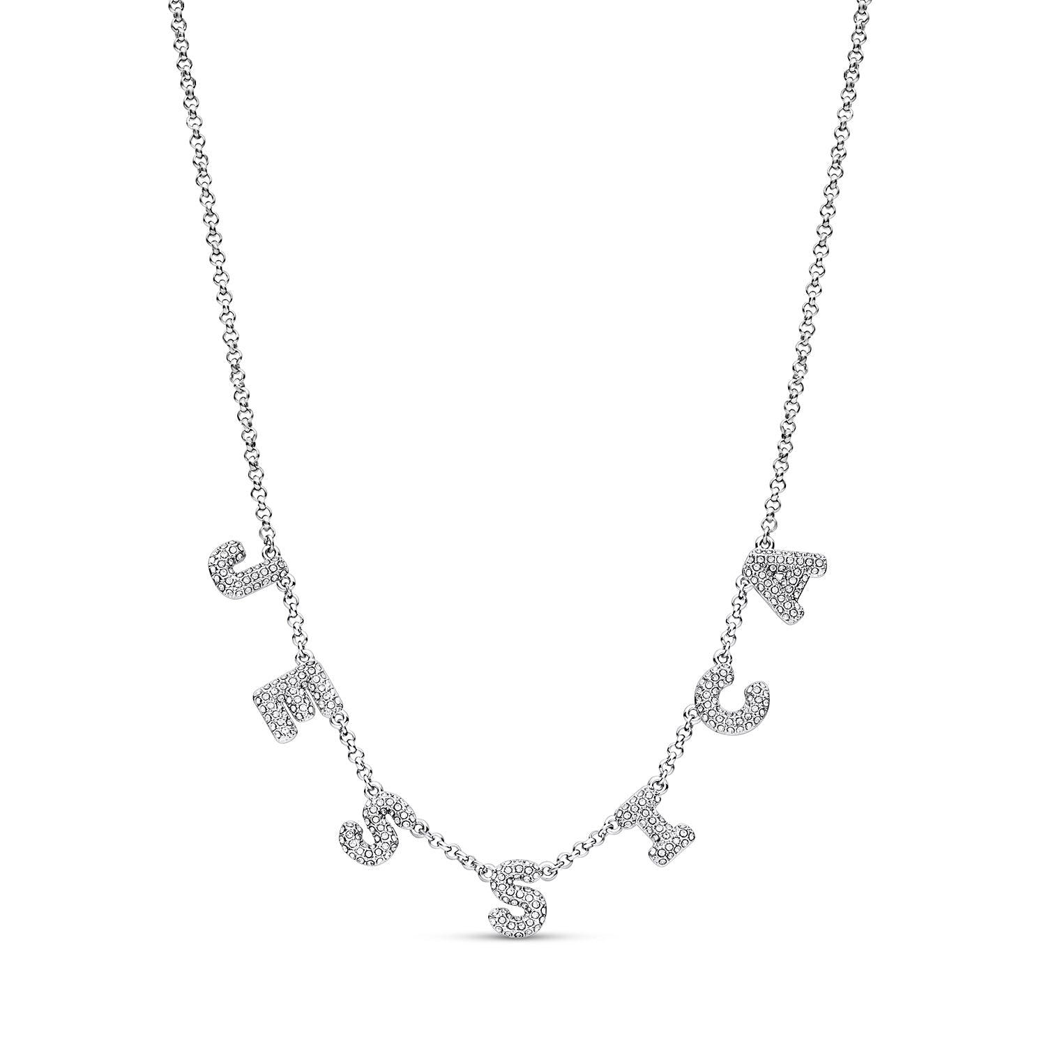 Spotlight Pavé Bubble Name Necklace (Silver)