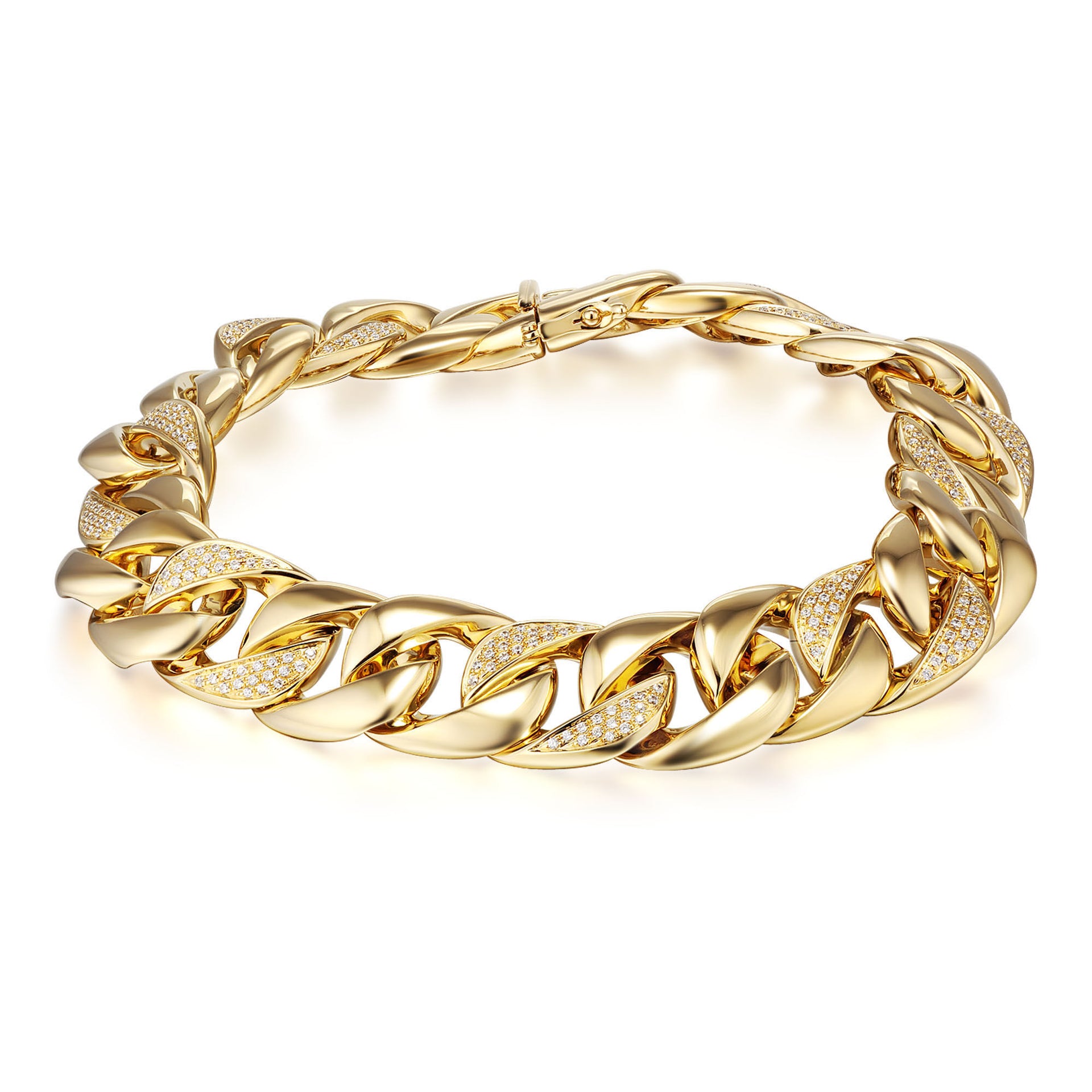 diamond curb chain bracelet in 10k yellow gold, 8.5" (3/4 ct. tw.)