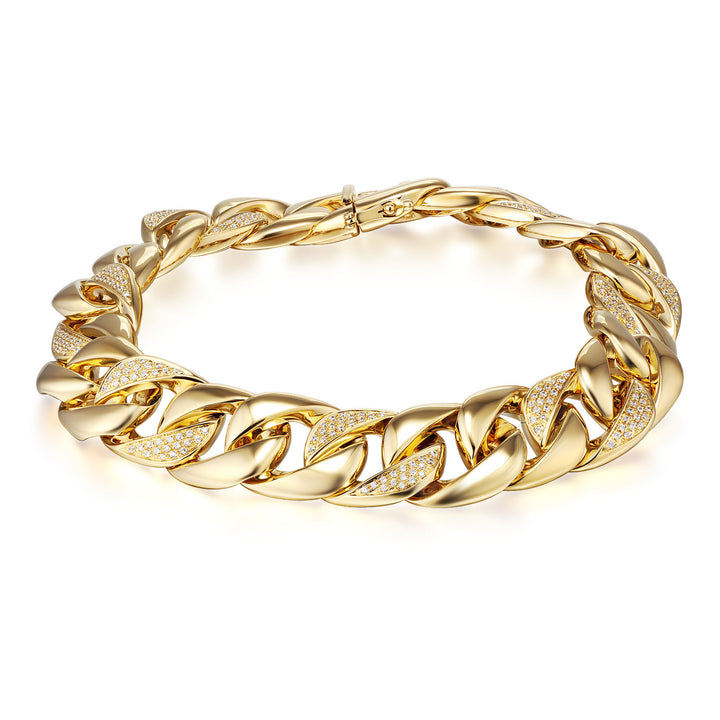 diamond curb chain bracelet in 10k yellow gold, 8.5" (3/4 ct. tw.)