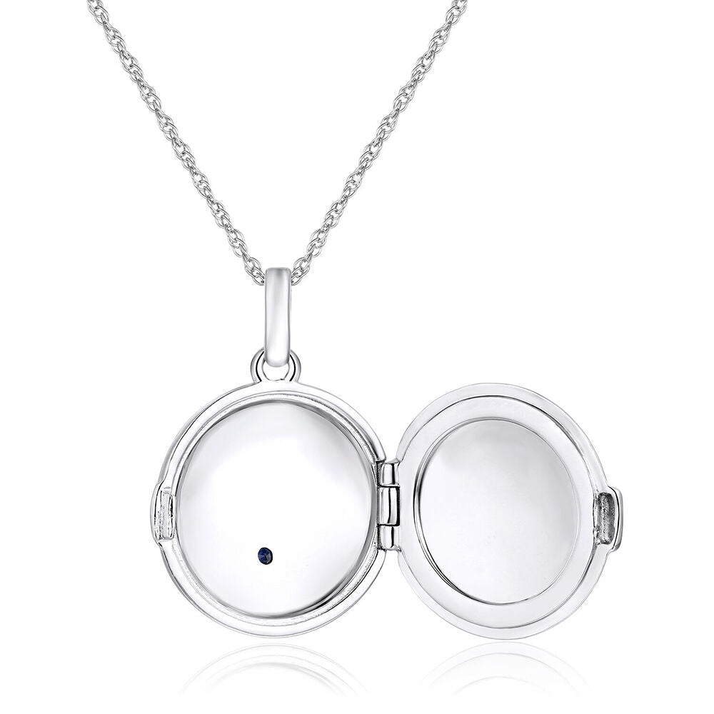 Blue Sapphire Locket in Sterling Silver