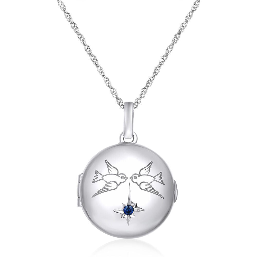 Blue Sapphire Locket in Sterling Silver