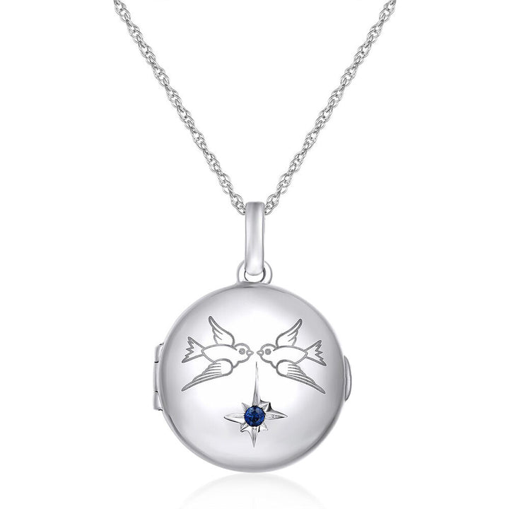 Blue Sapphire Locket in Sterling Silver