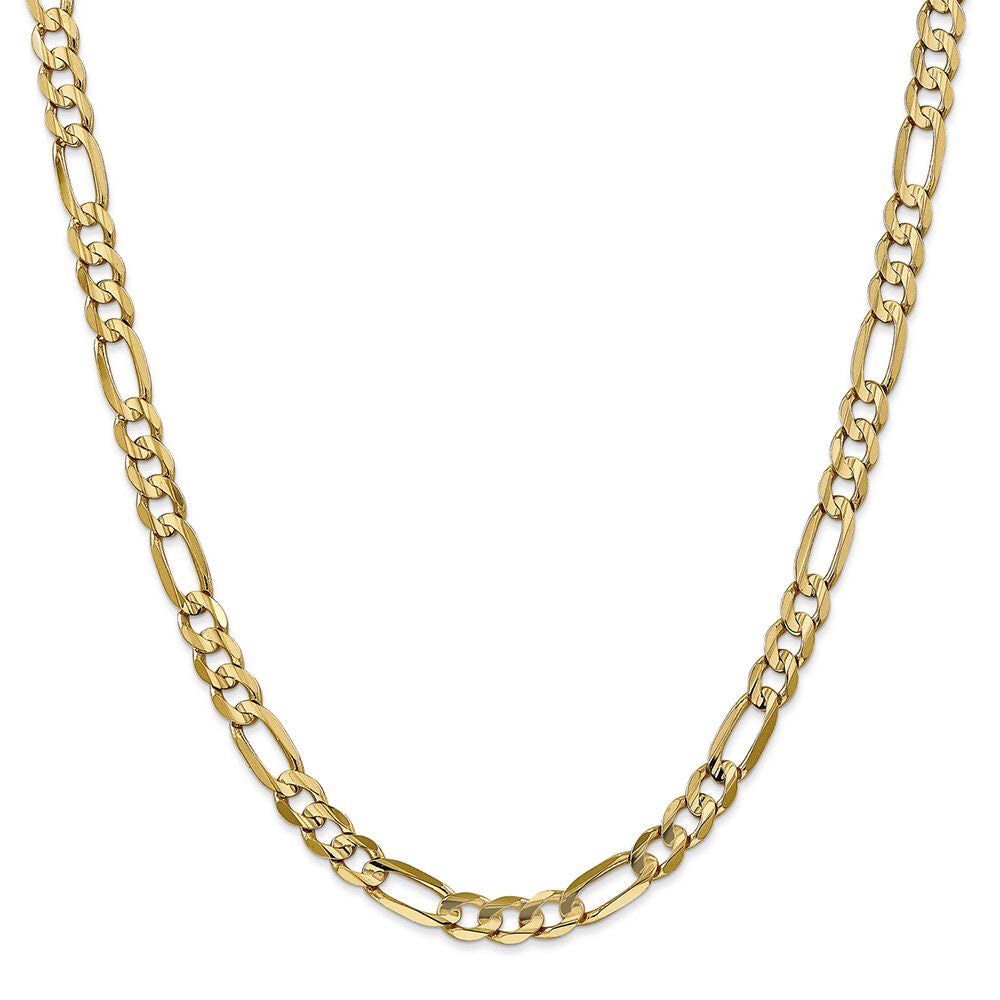 Concave Figaro Link Chain in 14K yellow Gold, 28"