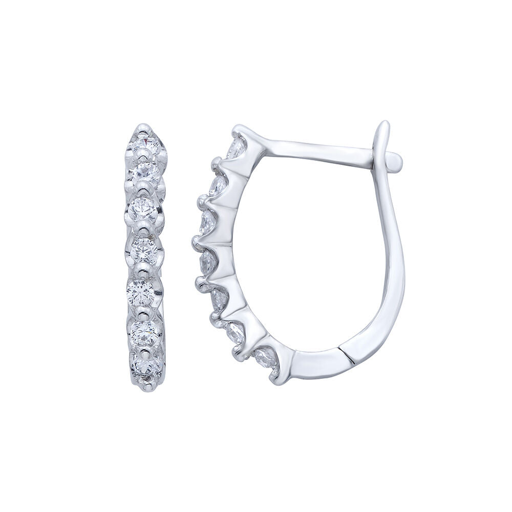 1/4 ct. tw. Diamond Hoop Earrings in 10K White Gold