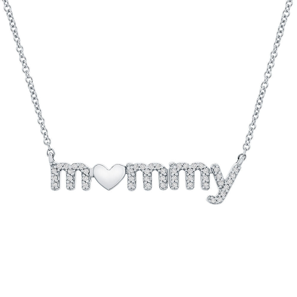 1/7 ct. tw. Diamond "Mommy" Necklace in Sterling Silver