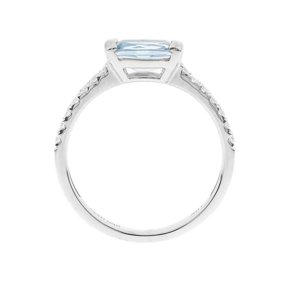 Aquamarine & 1/7 ct. tw. Diamond Ring in 10K White Gold