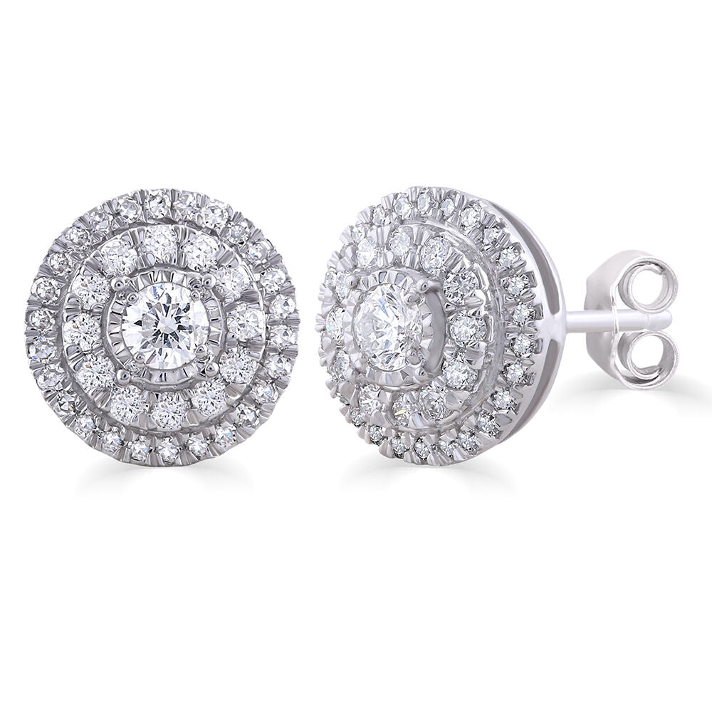1/2 ct. tw. Diamond Halo Stud Earrings in 10K White Gold