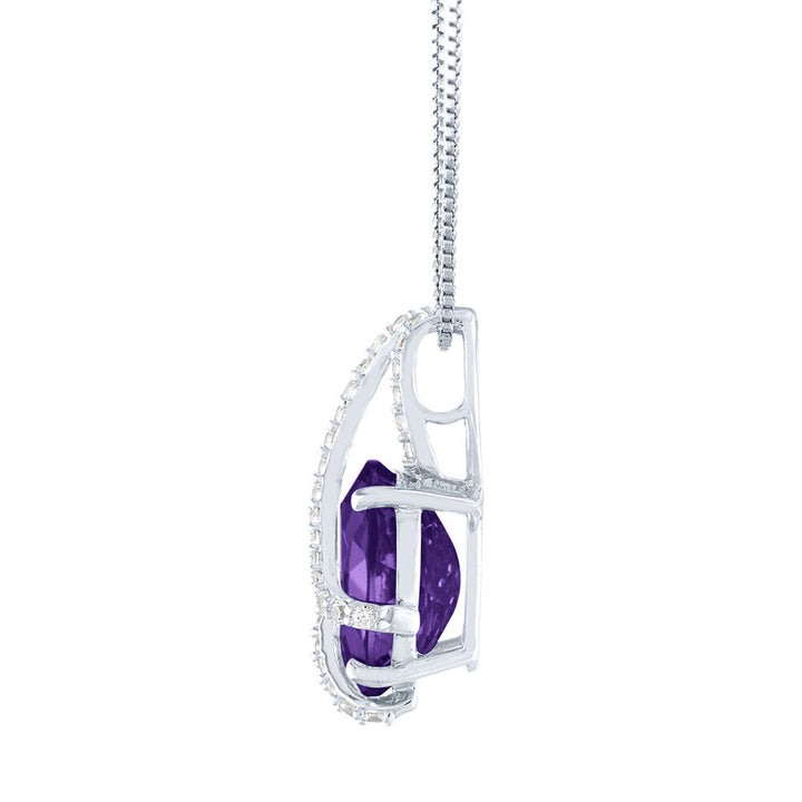 Amethyst & Lab Created White Sapphire Pendant in Sterling Silver