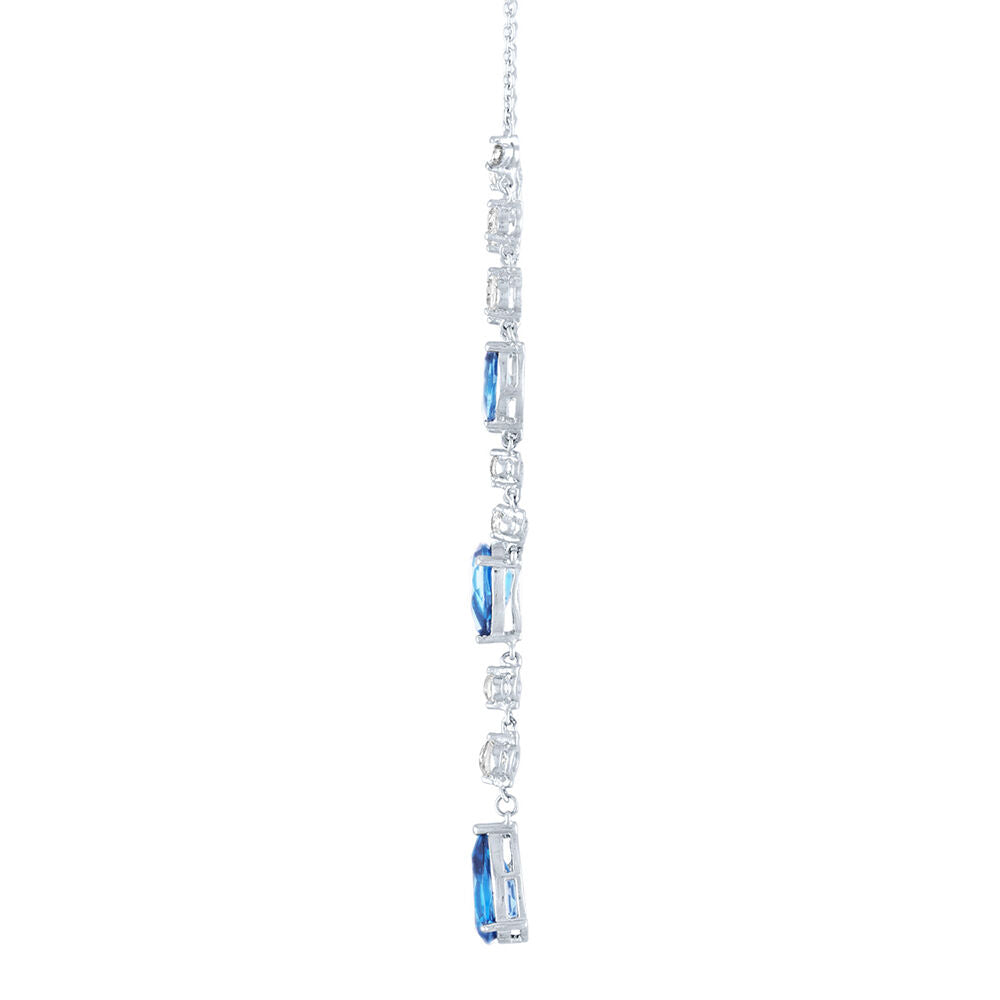 Blue Topaz & Lab Created White Sapphire Necklace in Sterling SIlver